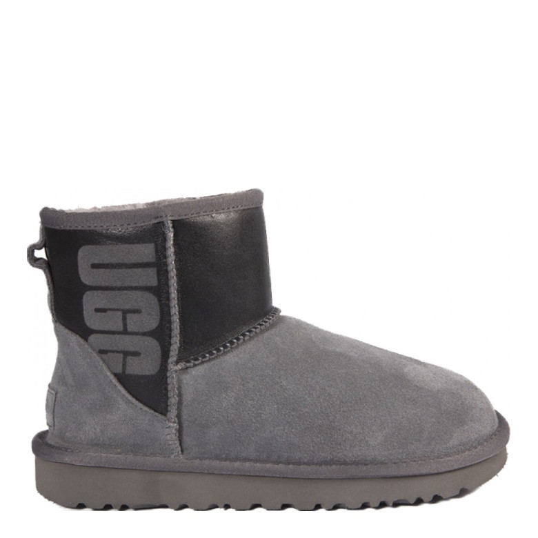 UGG Classic Mini Rubber Logo Grey Black