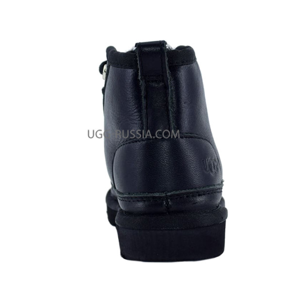 UGG Kids Classic Neumel II Zip Leather Black