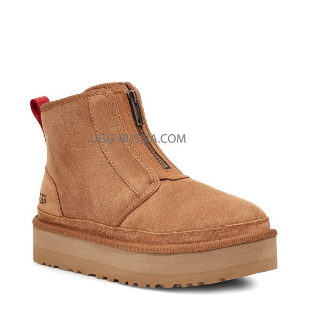 UGG Neumel Platform Zip Suede Chestnut 