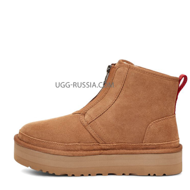 UGG Neumel Platform Zip Suede Chestnut 